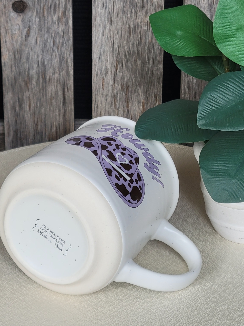 Howdy! Lavender & Black Rimmed Hat Ceramic Mug - Picture 3 of 5